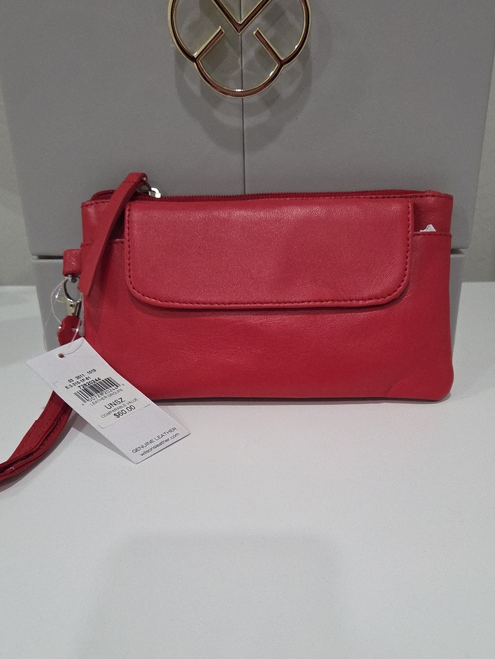 Red Leather Wristlet Clutch - Unbranded